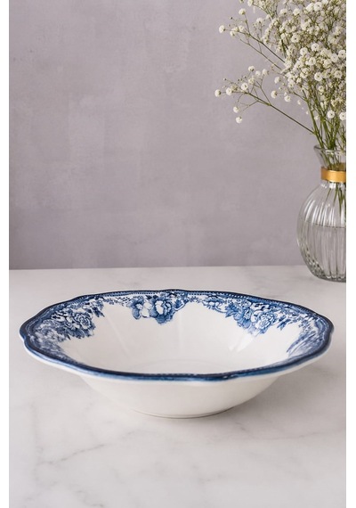 Porser Porselen Velour Navy Fulya Bowl Kase 26cm Tekli Çok renkli