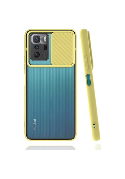 Noktaks - Xiaomi Uyumlu Xiaomi Poco X3 Gt - Kılıf Slayt Sürgülü Arkası Buzlu Lensi Kapak - Turkuaz
