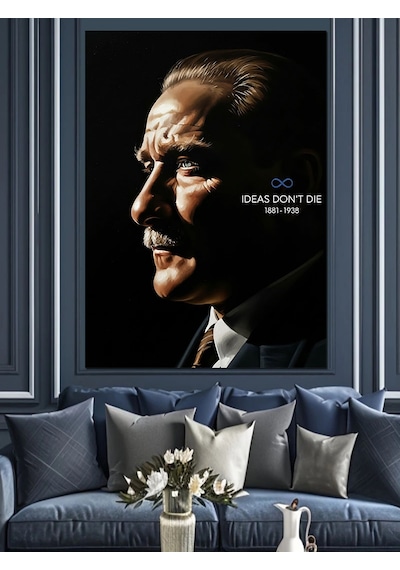 Ahşap Tablo Atatürk Profil Karanlık Portre