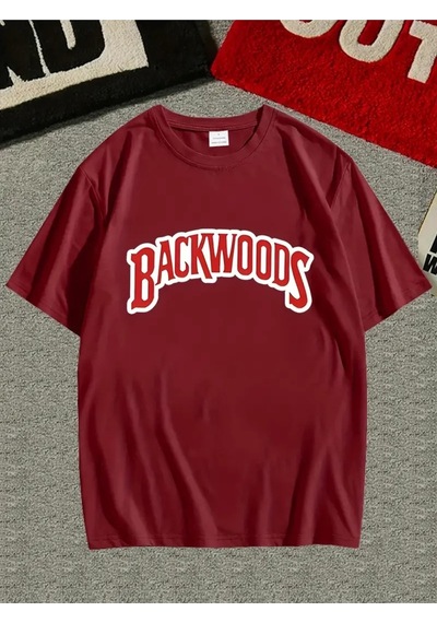 Flood Of Style Erkek Bordo Backwoods Baskılı Oversize