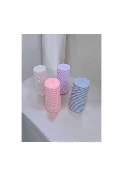 Spiral Desenli Silindir Soya Mum Doğal El Yapımı Pembe - 714839259 Pembe