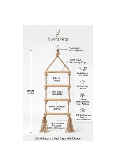 Mivra Pets Papağan Ahşap Merdiven Kemirme Oyuncağı