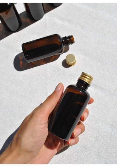 10 Adet 50 Ml Amber Cam Şişe Gold Metal Kapaklı Boş Şişe Söz Nişan Hediyelik