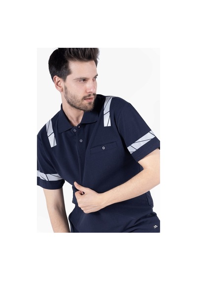 Polo Yaka Reflektörlü T-shirt - Lacivert Lacivert