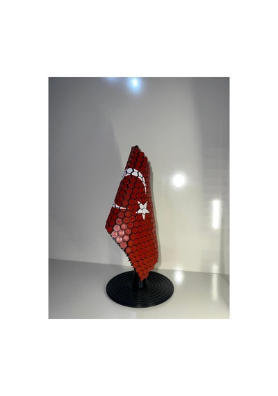 3d Hareketli Türk Bayrağı - Esnek Zincir Dokulu Masaüstü Stand Diğer