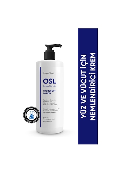OSL Omega Skin Lab Yüz Ve Vücut İçin Hydrosoft Nemlendirici Krem Lotion 200 ML