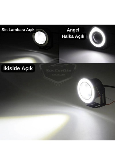 Renault Clio 4 2012-2020 Uyumlu Üniversal Mercekli Angel Sis Farı Metal Su Geçirmez 76 Mm Be Halkalı Gündüz Farı Sis Farı 56201957