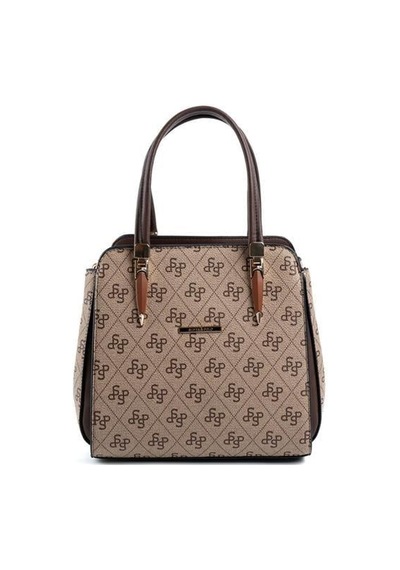 Silver Polo Sp1136 Kadın El Çantası Monogram Koyubej-kahve