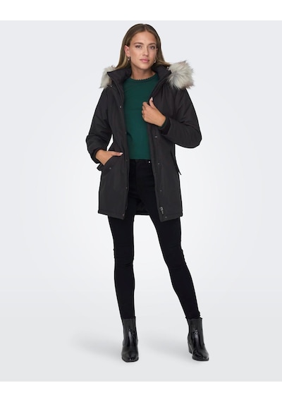 Only Bayan Uzun Mont Kapüşonlu Parka 15300633 Siyah