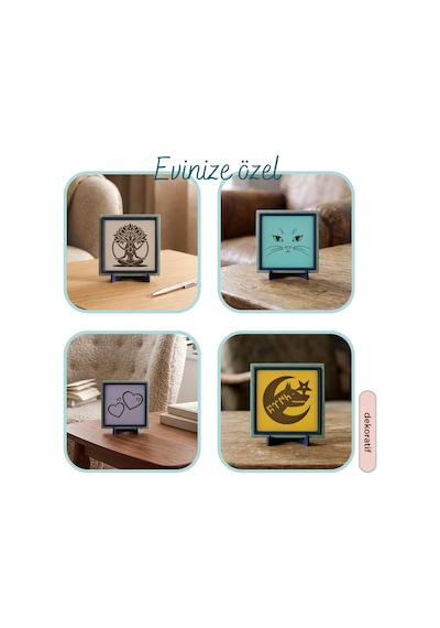 The Coffee Break Time Motifli Minimalist Dekoratif Obje, Kahve Severler İçin Özel Seçim 10x10 Cm