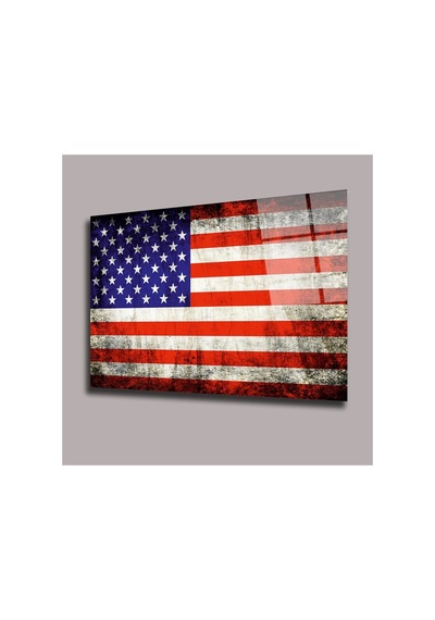 Amerika Bayrağı Karışık Cam Tablo Pct0614 Modern Dekorasyon Temalı Dekoratif Duvar Tablosu, Salon, Ev Ve Ofis Dekoru,