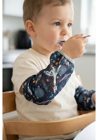 Sıvı Geçirmez Lastikli Bebek Mama Beslenme Kolluğu Seti Çocuk Aktivite Etkinlik Kol Kılıfı Galaxy