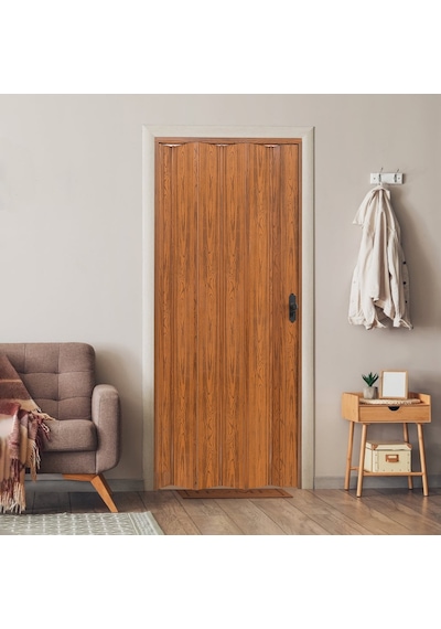 Faran Dekorasyon 102 x 215 Ceviz Renk Camsız Pvc Akordiyon Katlanır Kapı - FRNAKMODEL-15