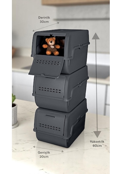 Technow Motek Mt-40 S-box 8 Litre 3'lü Çok Amaçlı Organizer Düzenleyici Antrasit 3 8litre Antrasit
