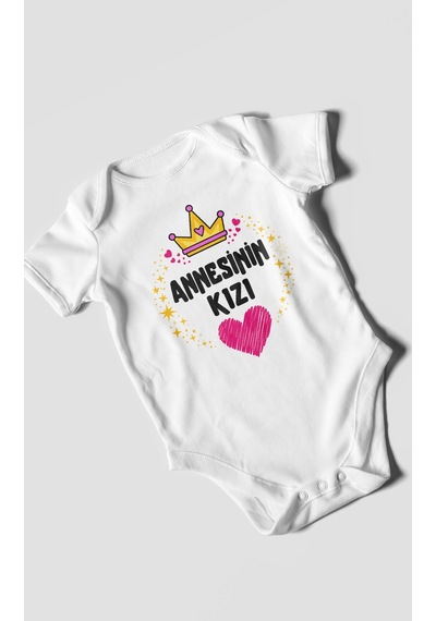 Morivokids Annesinin Kızı Kısa Kollu Bebek Body %100 Pamuk Beyaz