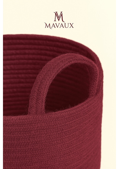 Mavaux Çok Amaçlı, 30cm-30cm Orta Boy, Yanları Saplı, Jüt, Hasır, Dokuma Sepet, Düzenleyici Organizer Mürdüm