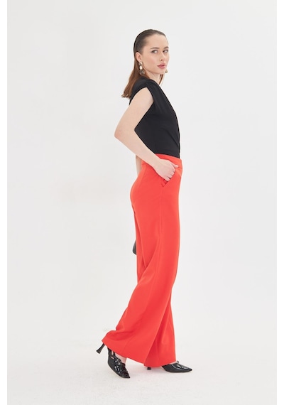 Lovelf Toka Detay Bol Paça Pantolon Oranj Oranj