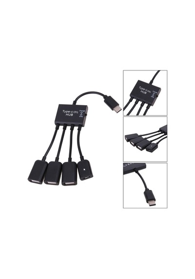 Type C Otg Hub 3 Port Usb 2.0 Çoklayıcı Hub + Mikro Usb Şarj Girişi
