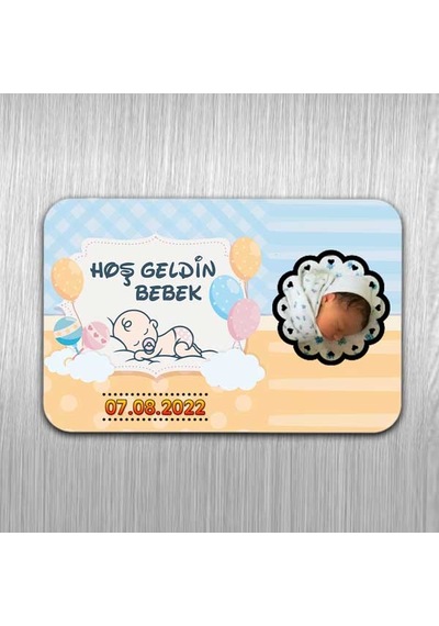 Fotoğraflı Hoşgeldin Bebek Magneti 10 Adet