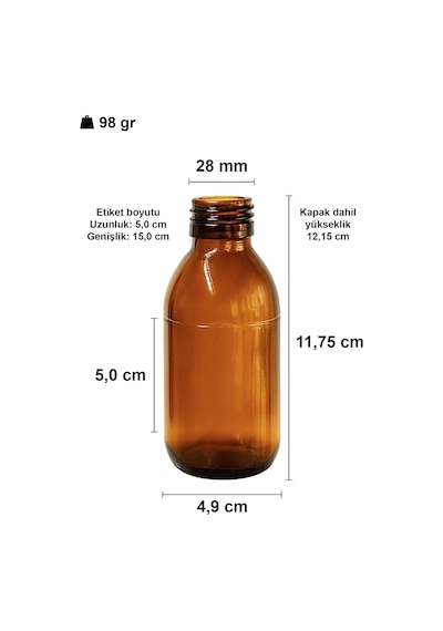 Amber Ecza Şişesi, 125 Ml, Kahverengi Cam, Plastik Contalı Kilit Kapak, Hava Ve Sıvı Sızdırmaz, 28mm Ağız Çaplı, Parfüm Demlemek İçin Uygun, 20 Adet 125 Ml, Siyah Kapak