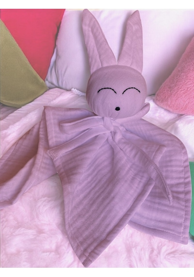 Müslin Bebek Uyku Arkadaşı 4 Katlı Tavşan Organik Pudra Pembe