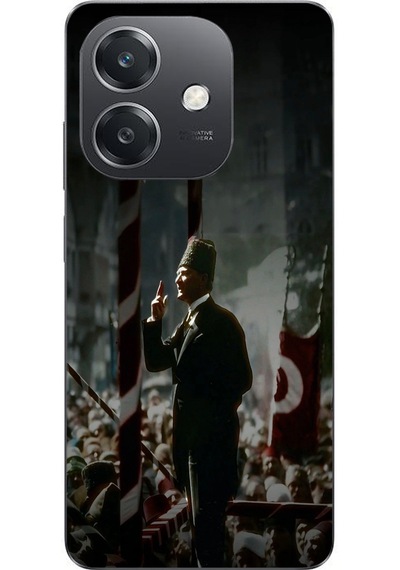 Oppo A3 Uyumlu Atatürk Hitap Ediyor Baskılı Silikon Kılıf Renkli