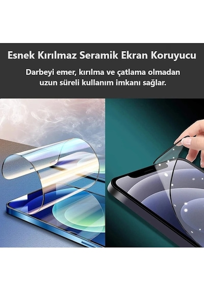 Samsung Galaxy A53 5g Uyumlu, Kırılmaz Cam Tam Kaplayan Seramik Esnek Ekran Koruyucu