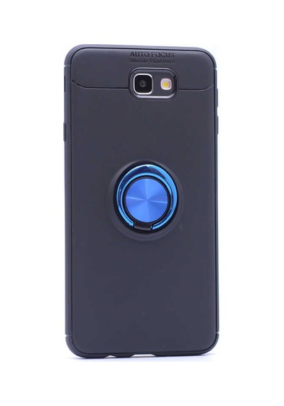 Galaxy J7 Prime Kılıf Zore Ravel Silikon Kapak Siyah-Mavi