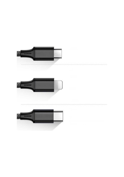 Şarj Data Kablosu 3In1 Lightning + Type-C + Micro Usb To Usb 2.0
