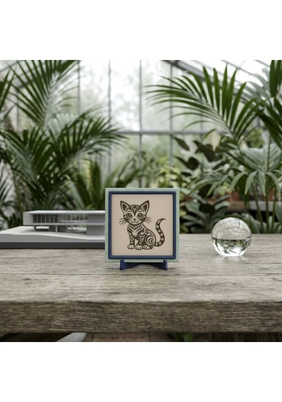 Modern Çizgilerle Kedi Dekoratif Obje, Yaşam Alanlarınız İçin Özgün Ve Dengeli Bir Tasarım 10x10 Cm