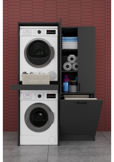 Çamaşır Makinesi Banyo Dolabı Takımı Sepetli %100 Mdf Çekmeceli Çok Amaçlı Kurutma Dolabı Bt01 Antrasit Çamaşır Makinesi Banyo Dolabı Takımı Sepetli %100 Mdf Çekmeceli Çok Amaçlı Kurutma Dolabı Bt01 Antrasit