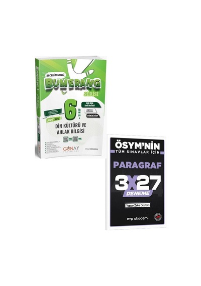 Günay 2027 6. Sınıf Din Kültürü Ve Ahlak Bilgisi Etkinlikli Bumerang Serisi+evp Akademi 3x27 Paragraf Deneme
