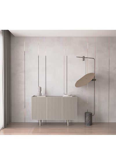 Enwood Capella Kum Taşı Rengi Mdf 3 Kapaklı Raflı 120 Lık Konsol
