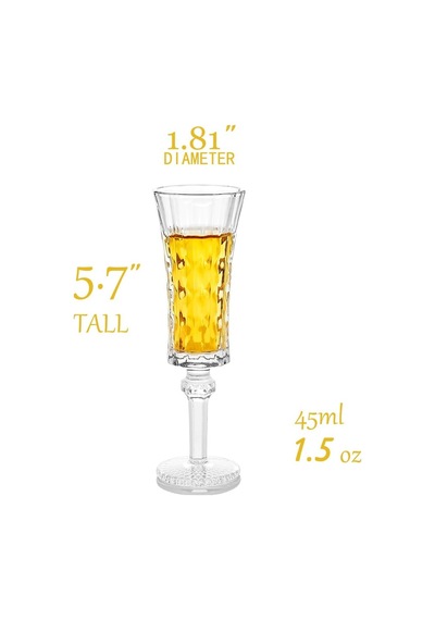 Kokulu Cordial Bardaklar, Kristal Fantezi Shot Bardakları - 6'li Set Limoncello Bardakları Sherry Likör 45 Ml