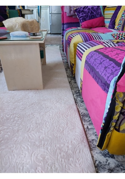 Regnum Halı Emboss 506 Krem Vizon Kaymaz Jel Taban Kesme Yolluk