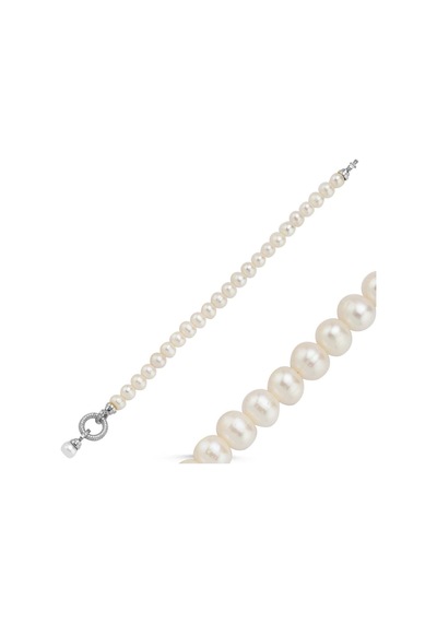 8,5 Mm Halka Kilitli Doğal İnci Bileklik 18 Cm / Beyaz Beyaz Beyaz Altın
