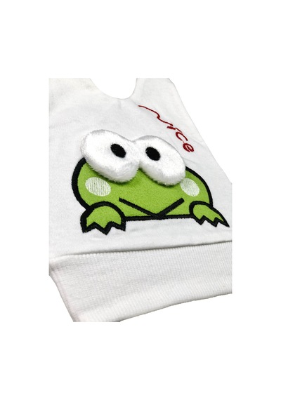 Cramerr Penye Kurbağa Nakışlı Bebek Çocuk Bere Gri