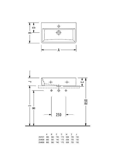 Serel Tezgah Üstü Dikdörtgen Lavabo 35 x 40 CM 2041T x s110H