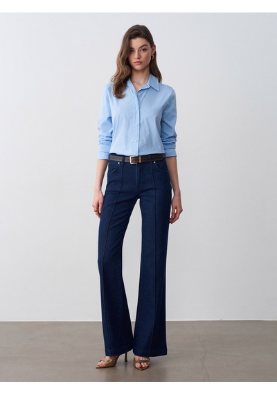 Dilvin 72309 Dikiş Detaylı Flare Jean-lacivert