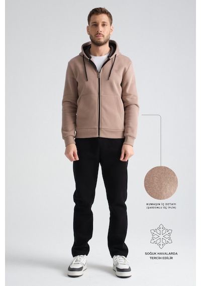 Shooter Sportswear Shooter Erkek Kışlık Eşofman Takımı Luxe Regular Kapüşonlu Vizon