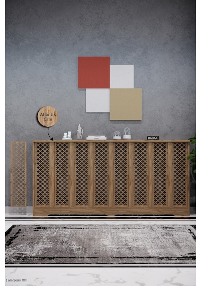 Petek Kaplama Modern Radyatör Kapatma Ünitesi Ön Panel Mdf Tasarım İç Ölçü 156 Cm Dış Ölçü 160 Cm Petek 156 Çam D3