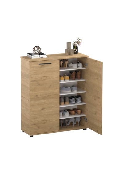 Trendline Çok Amaçlı İki Kapaklı 5 Raflı Dolap Florida Meşe 91x108x35 Cm Meşe