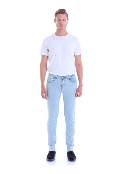 Hatemoğlu Slim Fit Düz Düşük Bel Kot Pantolon Açık Mavi