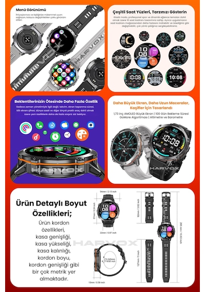 Arvonx Watch X2 Pro 1.73" 54 MM Akıllı Saat (İthalatçı Garantili)