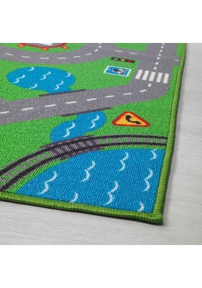Çocuk Oda Halısı 75x133 cm Alan: 0.99 m² Yıkanır Yeşil Renk Desenli Halı Yeşil