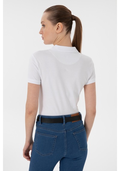 U.S. Polo Assn. Kadın Beyaz Basic Polo Yaka Tişört 50300896-VR013