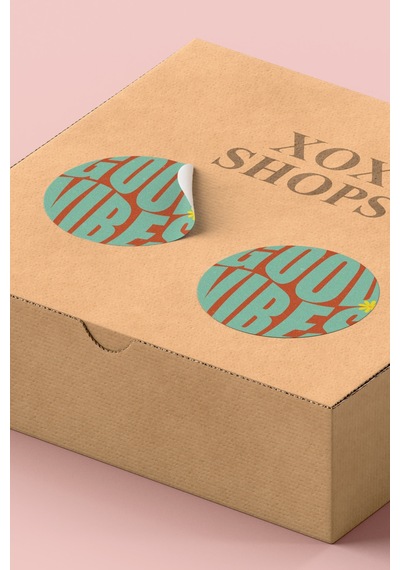 Good Vibes Motive Edici Yuvarlak Sticker Etiket 3x3cm St2401 Çok Renkli