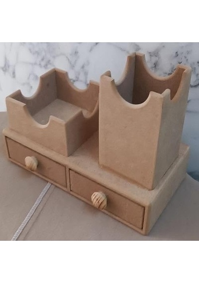 Tr Hobi Adn 90254 Dekoratif Çift Çekmeceli Kalemlik Ahşap Mdf Ham Cnc Kesim El Yapım Genel