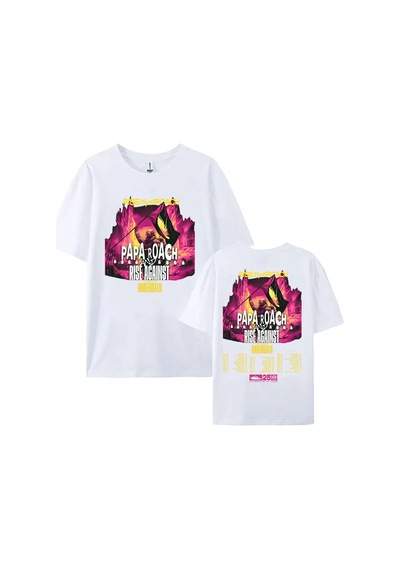 Tarzsokak Beyaz Papa Roach Ve Canlı, Roach'a Karşı Yükseliş Turu Grafik Yaz Tees