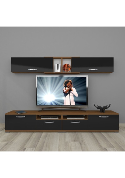 Decoraktiv Eko 5220 Slm Krom Ayaklı Tv Ünitesi Tv Sehpası Ceviz - Siyah